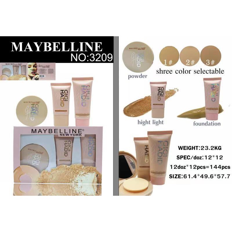 [PER BOX] FOUNDATION + POWDER + HIGHLIGHT 3in1 MAYBELLINE NO.3209