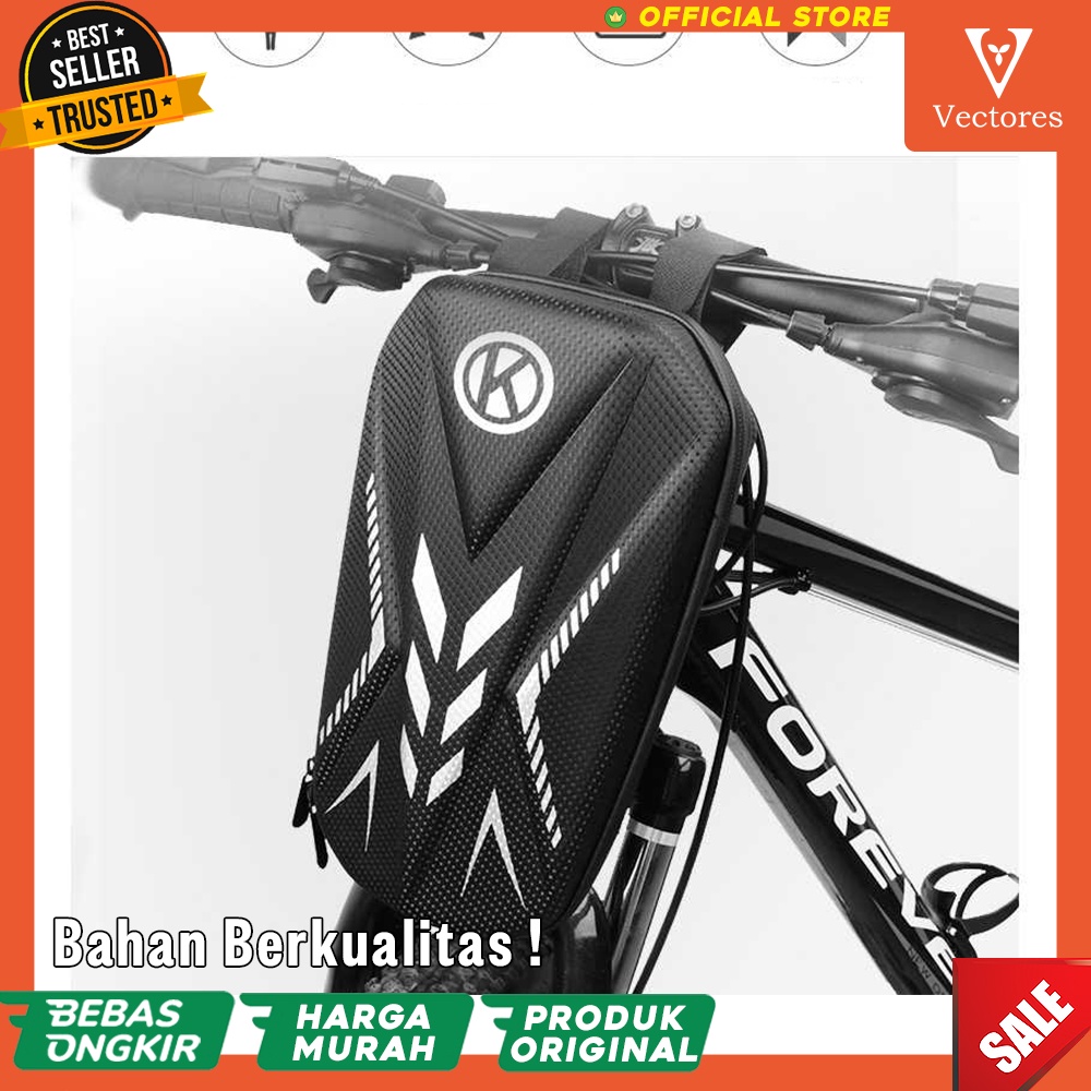 [ORIGINAL] Tas Sepeda Handlebar Bag Eva Hard Case Waterproof Anti Air Front Bicycle Box Travel Kapasitas Besar Terbaru