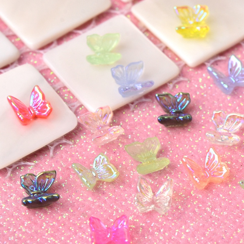 Siy 50pcs Ornamen Kupu-Kupu 3d Bahan Resin Untuk Dekorasi Nail Artmanicure Diy