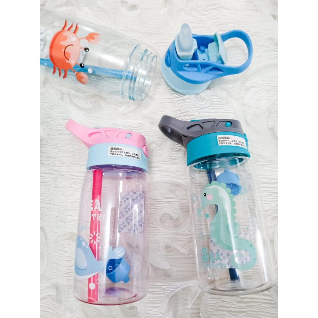 Botol air minum anak motif animal sea / Botol Minum Anak Sedotan 480 ml / botol air minum anak