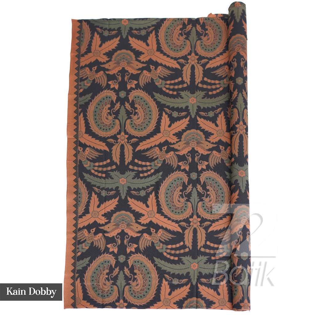 KAIN BATIK PREMIUM Bahan Dobby Dobi Dobbi Dolbi Motif Burung Warna Hijau Orange Hitam 728987 CAP 72 - Jarik Jarit Samping Kebat Panjang Batik Dobby Modern Premium Bahan Seragam Batik Pernikahan Kantor Keluarga Murah Kamen Jadi Batik Bali Lembaran