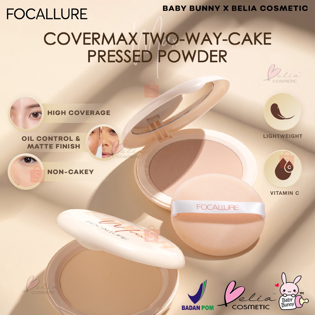 ❤ BELIA ❤ FOCALLURE Two Way Cake Pressed Powder | Oil-Control Bedak Padat Fine Power FA155 | BPOM