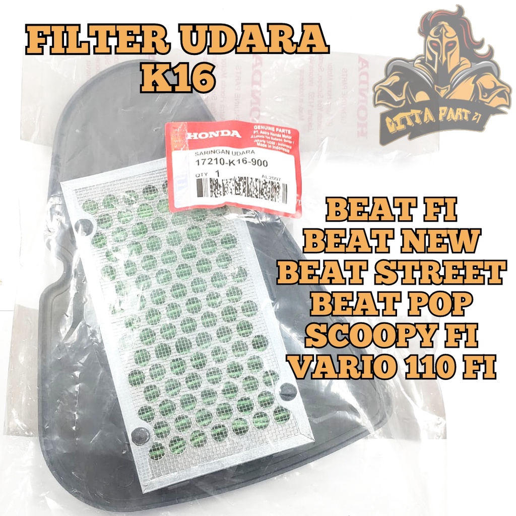 FILTER UDARA SARINGAN UDARA HONDA K16 KUALITAS ASLI ORIGINAL HONDA AHM AWET DAN DIJAMIN MANTAP / FILTER UDARA BEAT / FILTER UDARA BEAT FI / FILTER UDARA BEAT STREET / FILTER UDARA BEAT POP / FILTER UDARA SCOOPY FI / FILTER UDARA VARIO 110 FI / SARINGAN