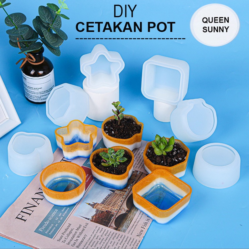 Cetakan Pot Bunga / Tanaman Kaktus Sukulen Silicone Mold Cetakan Silikon Resin Cetakan Clay