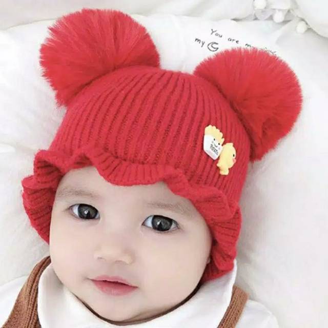 TOPI POMPOM CEWEK /TOPI BABY POMPOM