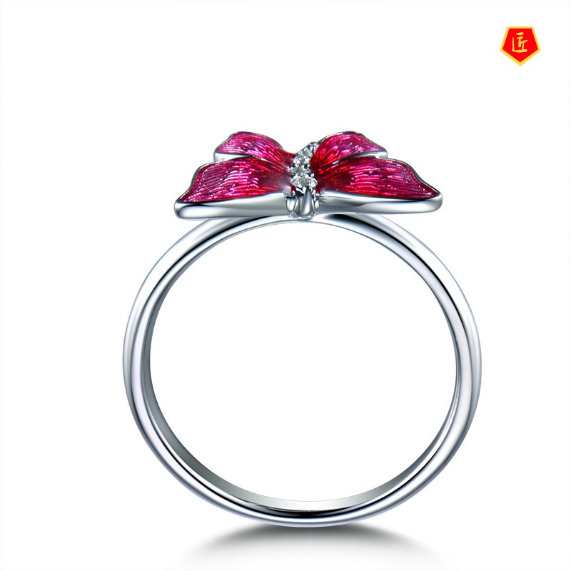 [Ready Stock]Creative Enamel Butterfly Ring Color Gem