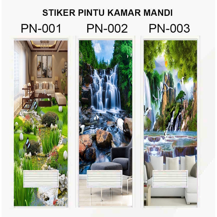 Stiker pintu kamar mandi motif 3D