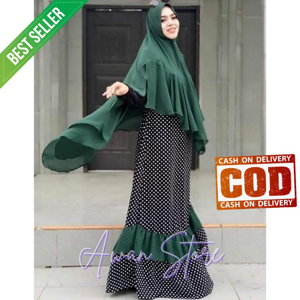 LANGSUNG KIRIM Gamis monalisa set krudung / Gamis Wanita Terbaru