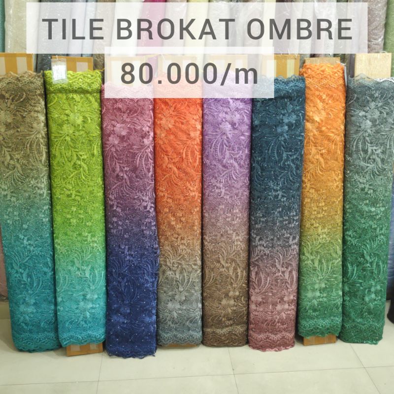 Kain Tile Brokat Ombre Gradasi Akar