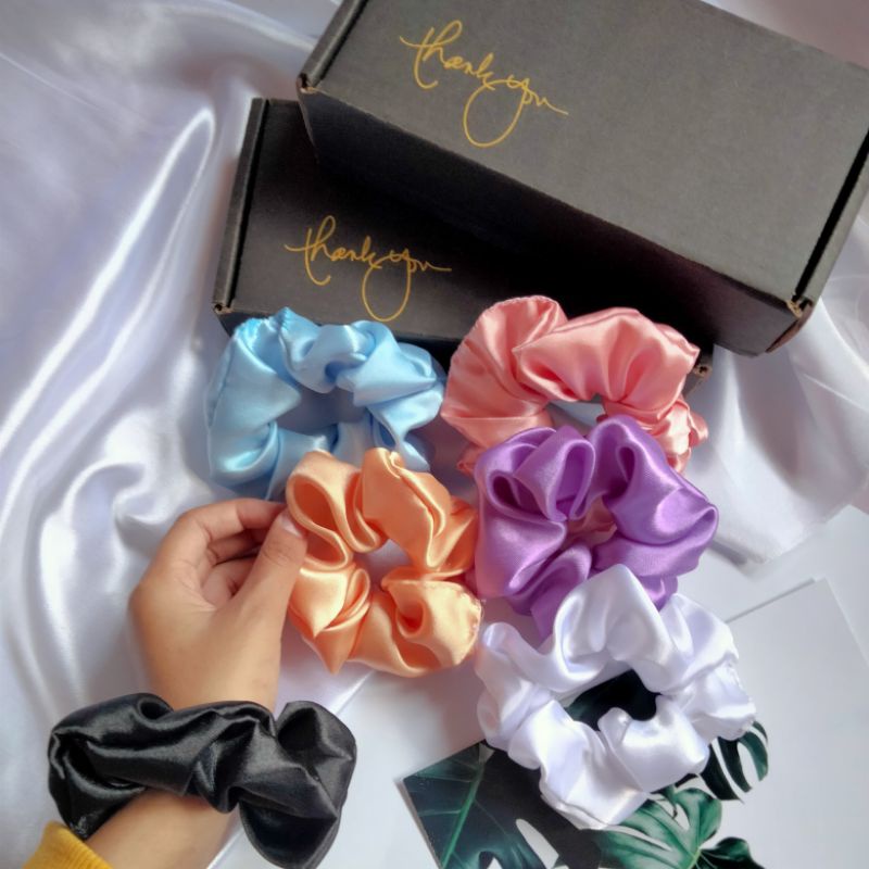 [Premium scrunchie] ikat rambut satin silk korea hair