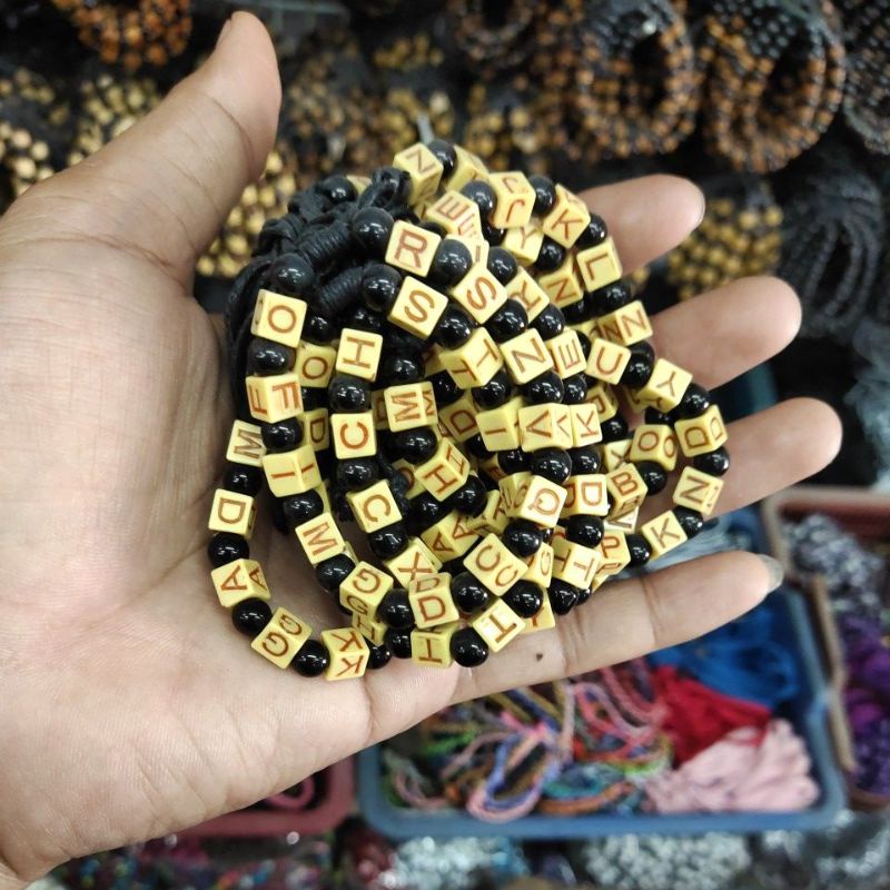 Gelang Tangan Kayu Batu Lusinan i isi 12 pcs