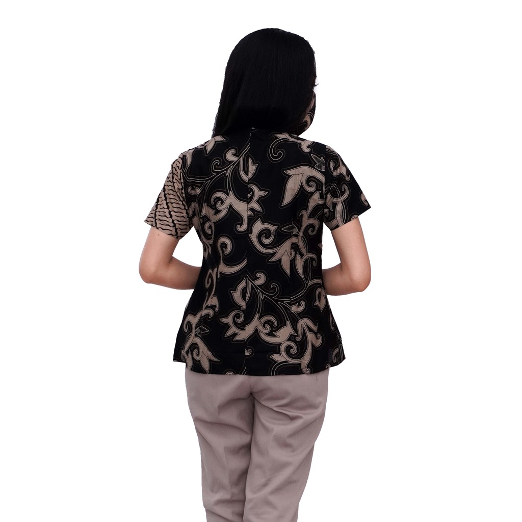 Batik Wanita Modern atasan Blouse Putri Kembar Coklat Muda