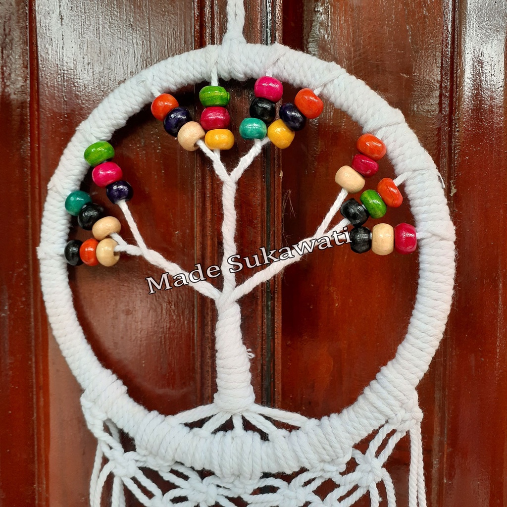 Dream catcher jaring variasi bola bola warna warni 60 cm