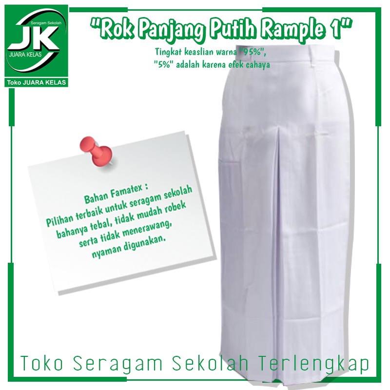 [JK] Rok Putih SMA Span 1 Panjang - Bawahan Seragam Sekolah Menengah Atas Span 1
