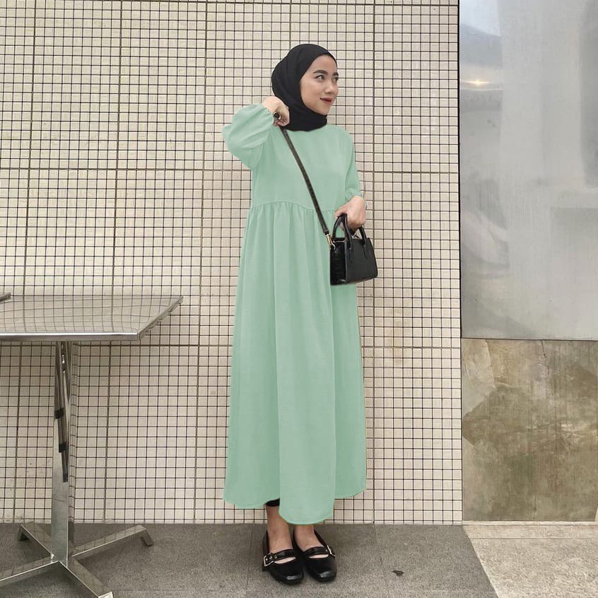 Tq88indonesia Fashion Busana Muslim Wanita Terbaru  / SALMA RAYON DIAMOND MAXI DRESS / Dres Casual Polos Lengan Panjang / Ootd Kekinian / Outfit Kekinian / Ootd