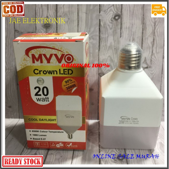 G502 MYVO ORIGINAL 20 WATT G502 LAMPU LED KOTAK LAMP BOHLAM SINAR TERANG PENERANG BULB PUTIH CAHAYA  20 WATT REAL  Lampu Bolhlam T Bulb LED  - 20 watt - 6500K Putih - 1800 Lumen - 85% Hemat Energi - Hingga 30.000 Jam G502