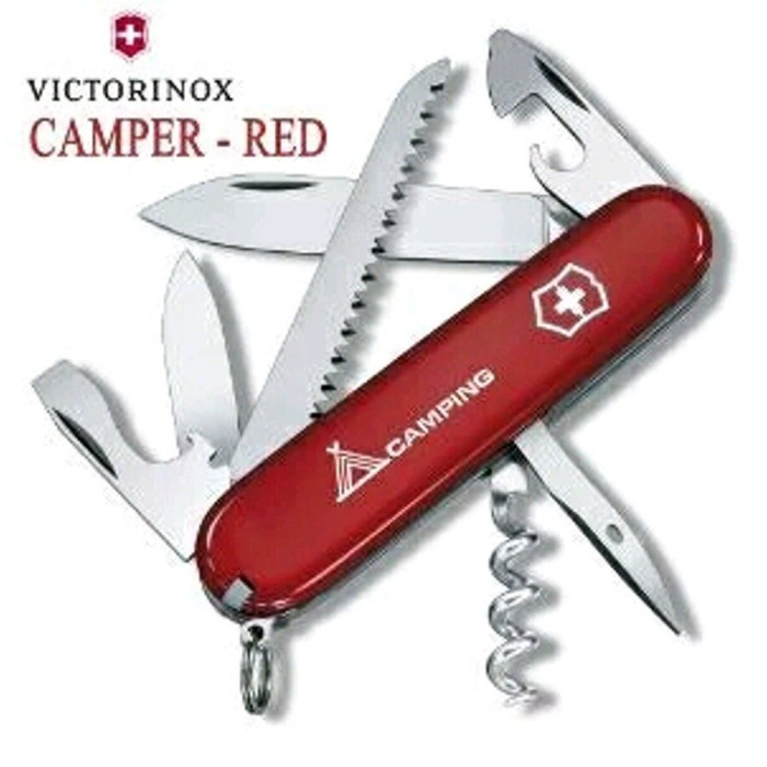 ORIGINAL VICTORINOX CAMPER RED - Pisau Lipat Victorinox Camper Red bn17