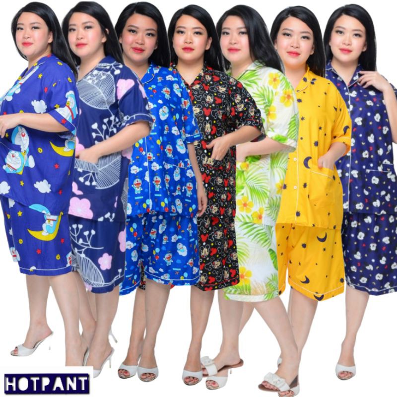 Pakaian tidur wanita hotpant / Piyama celana pendek motif karakter