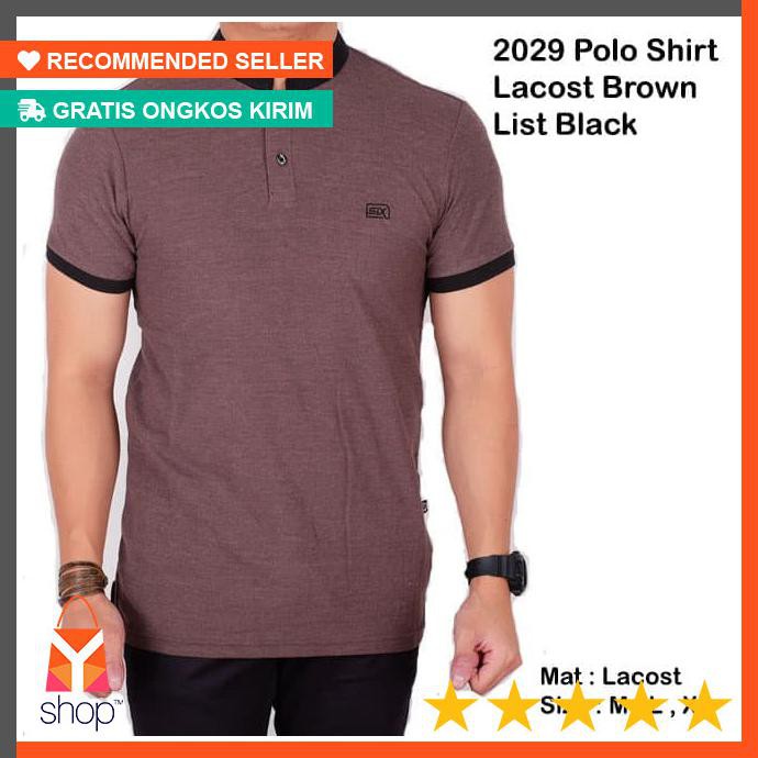 TERPOPULER  polo shirt pria polos pendek coklat / baju kaos kerah sanghai brown - Cokelat Muda, M