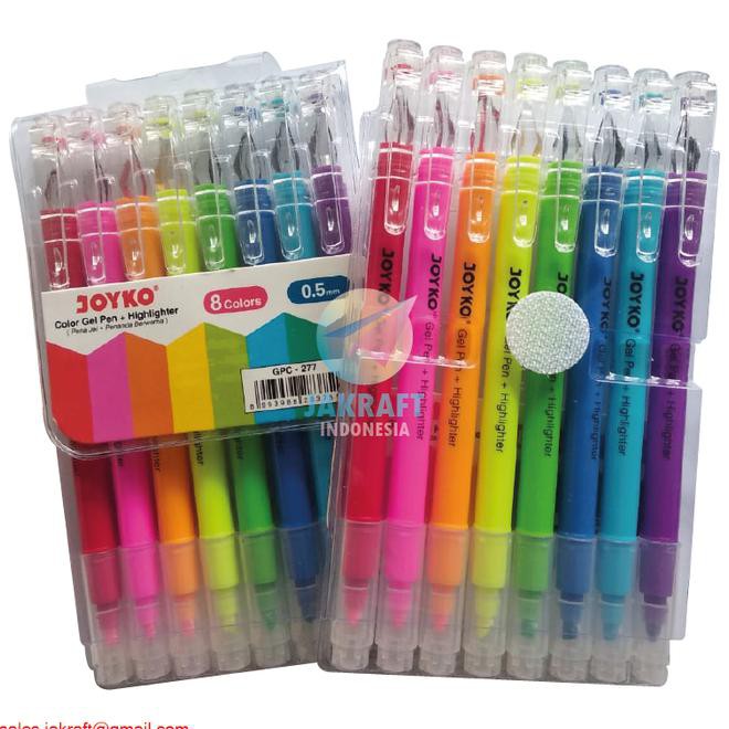 

Diskon Akhir Tahun Pulpen 2 In 1 Color Gel Pen + Highlighter 8 Warna Joyko Gpc-277 Kode 277