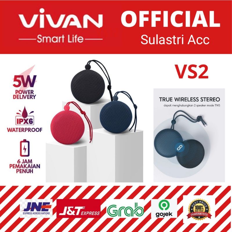 NEW VIVAN VS2 SPEAKER BLUETOOTH PORTABLE MINI OUTDOOR TERBAIK PROMO