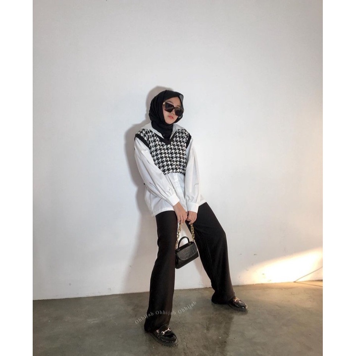 ROMPI RAJUT STYLE KOREAN JENNY VEST HOUNDSTOOTH / ATASAN WANITA KEKINIAN / PREMIUM