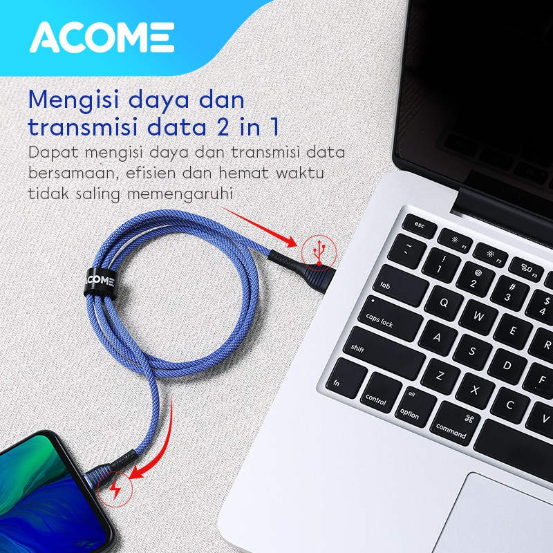 ACOME Kabel Data Type-C 100cm cable  AiC Fast Charging Garansi Resmi 1 Thn original ASC-010