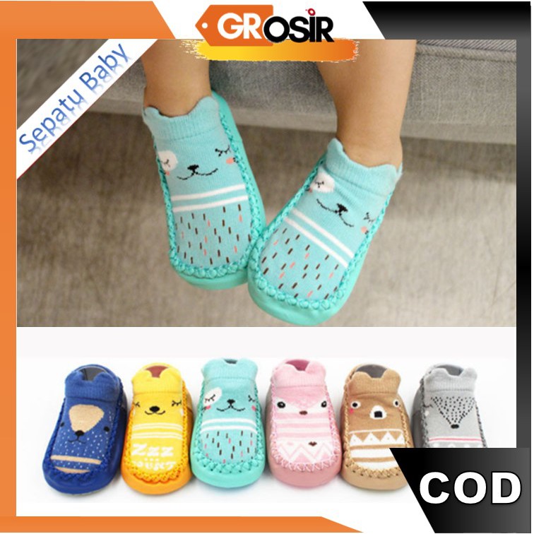  Grosir  F382 Sepatu Anak Bayi Anti  Slip  Baby Socks 