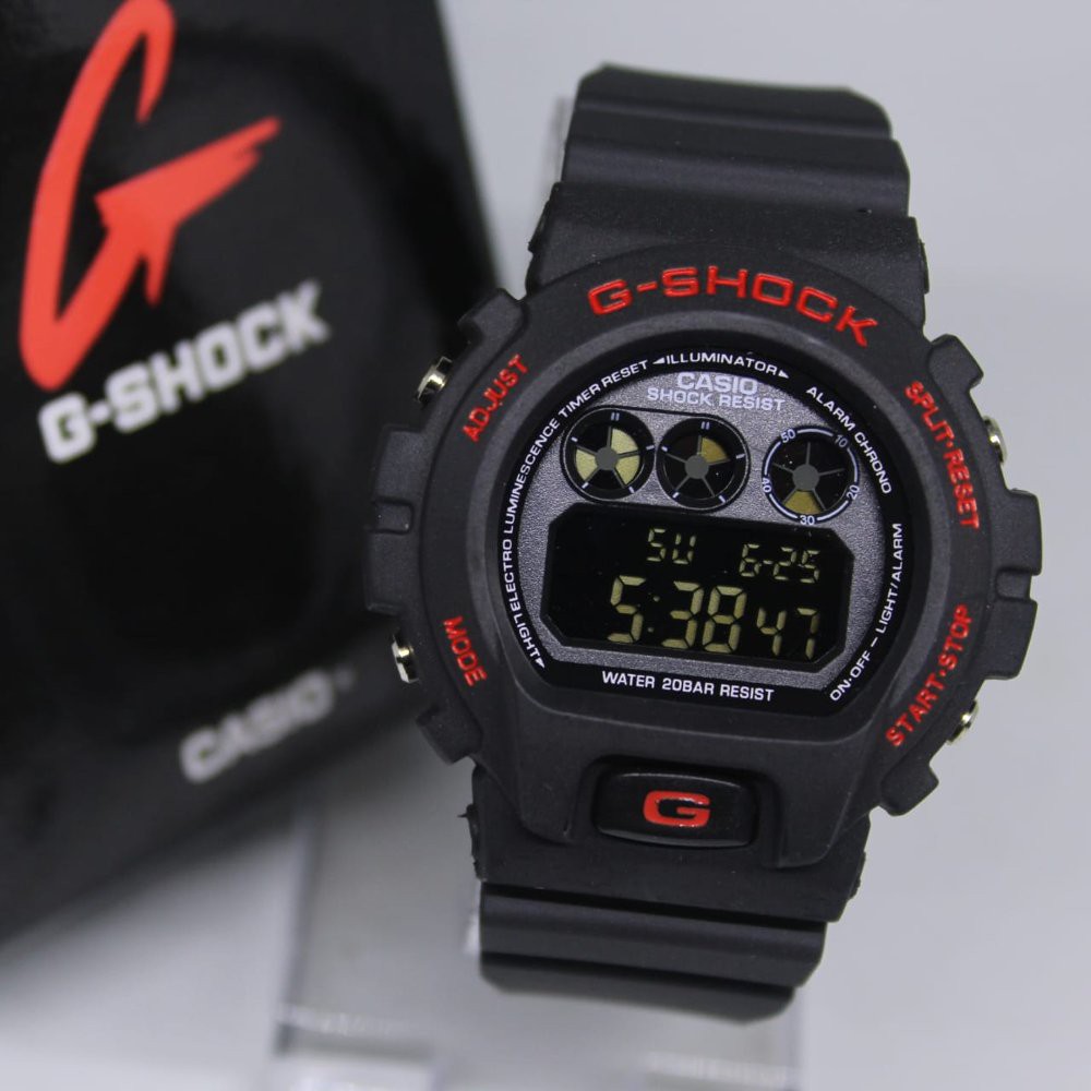 JAM TANGAN PRIA G-SHOCK DW 6900 DIGITAL BLACK LIST RED