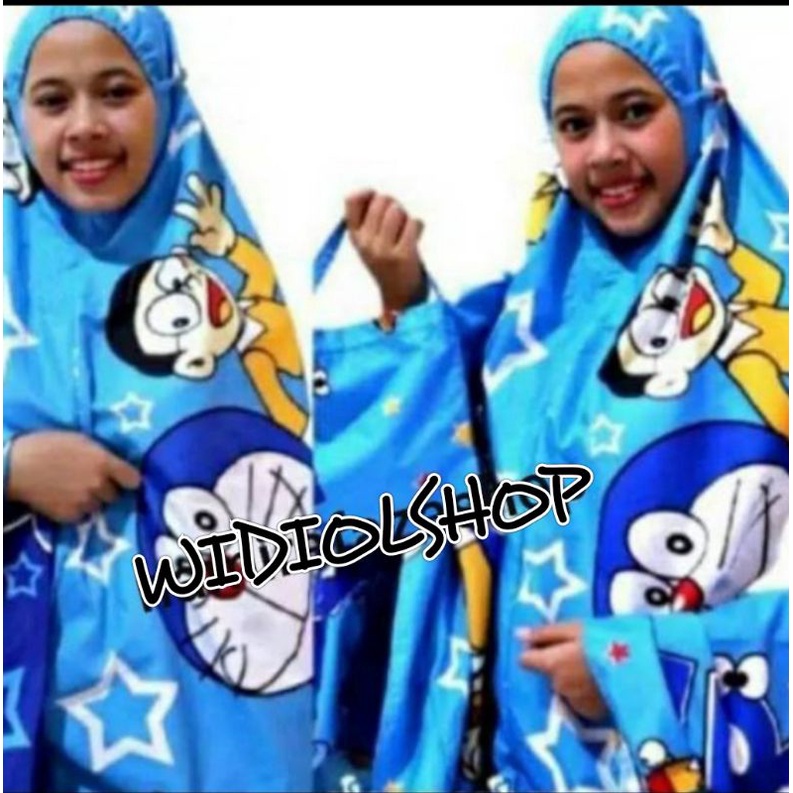 Jual Mukena Dewasa/Mukena karakter bahan katun motif Doraemon Bintang