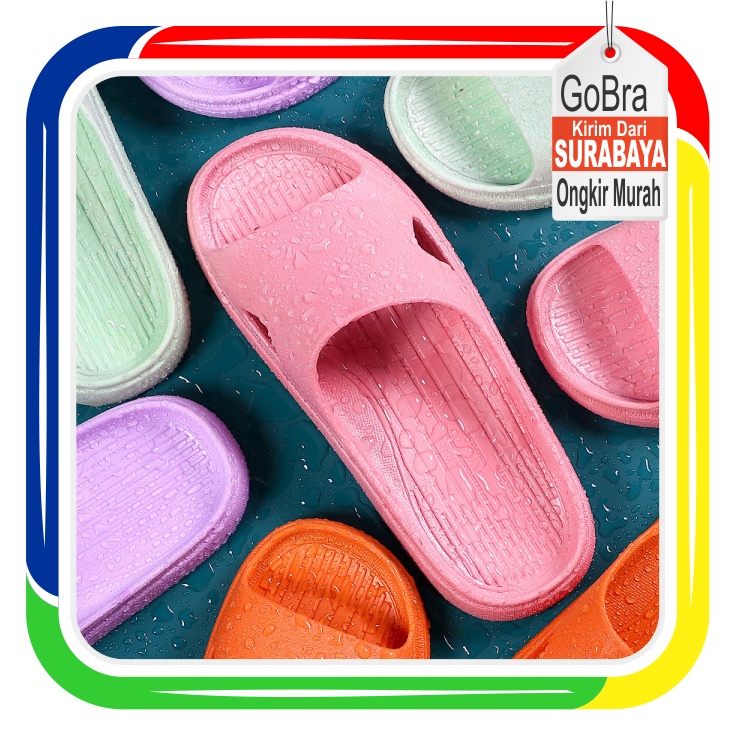 Gobra ♕ SA006 Sandal Jelly Import / Sendal Slop Limitless EVA / Sendal Empuk Wanita Rubber Polos Warna Kamar Mandi Dapur Rumah / Jelly Shoes