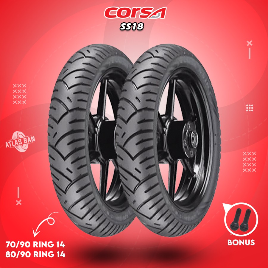 Sepasang Ban Tubles Motor Matic CORSA SS18 70/90 - 80/90 Ring 14 Tubles