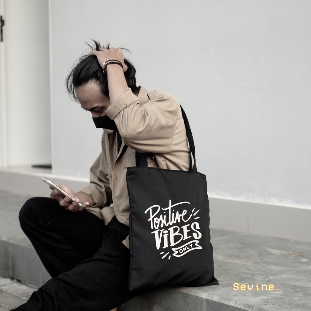 Sevine Totebag Sablon Tas Fashion Wanita Tote Bag Laptop Resleting Quote Motivation - TX