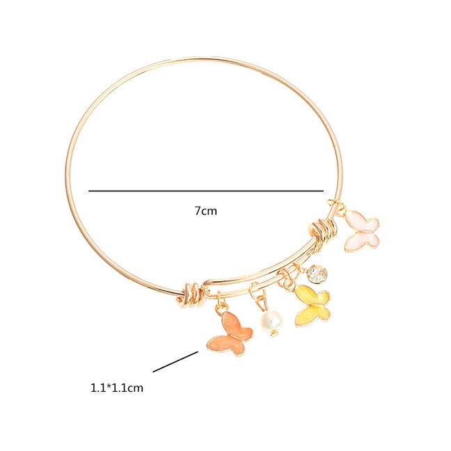 LRC GelangFashion Flowers Dripping Butterfly Small Daisy Diamond Circle Bracelet K26922