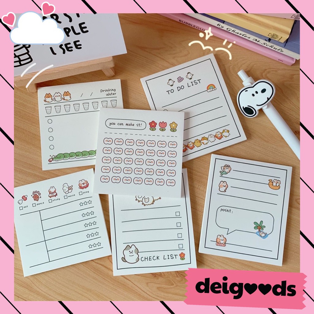 

DEIGOODS❤ Sticky Notes Cute Memo Pad Gaya Korea Motif Kartun Kucing Lucu Kantor sekolah