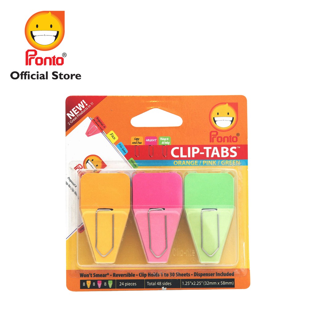 

Pronto Sticknotes Clip Tab (Orange, Pink, Hijau)