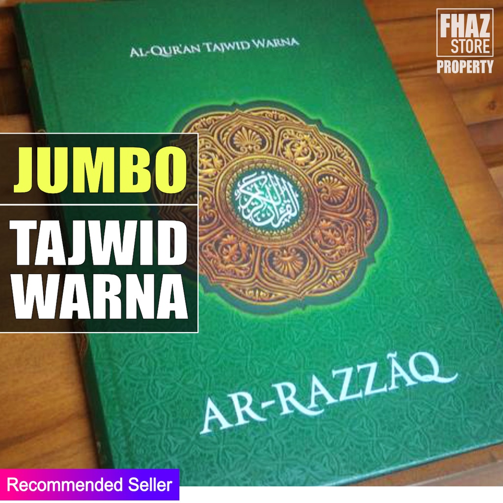 Al-Quran Jumbo Tajwid Warna - Alquran Super Besar Arrazaq A3 35x25cm Alqur'an Lansia qur'an Manula Huruf Tulisan Besar