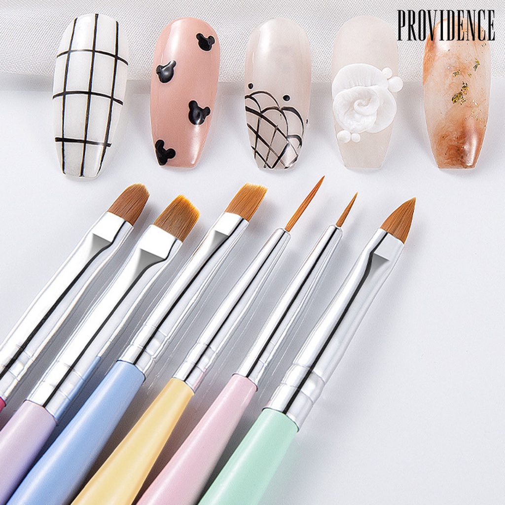 Providence 6pcs / Set Pen Brush Nail Art Warna Macaron