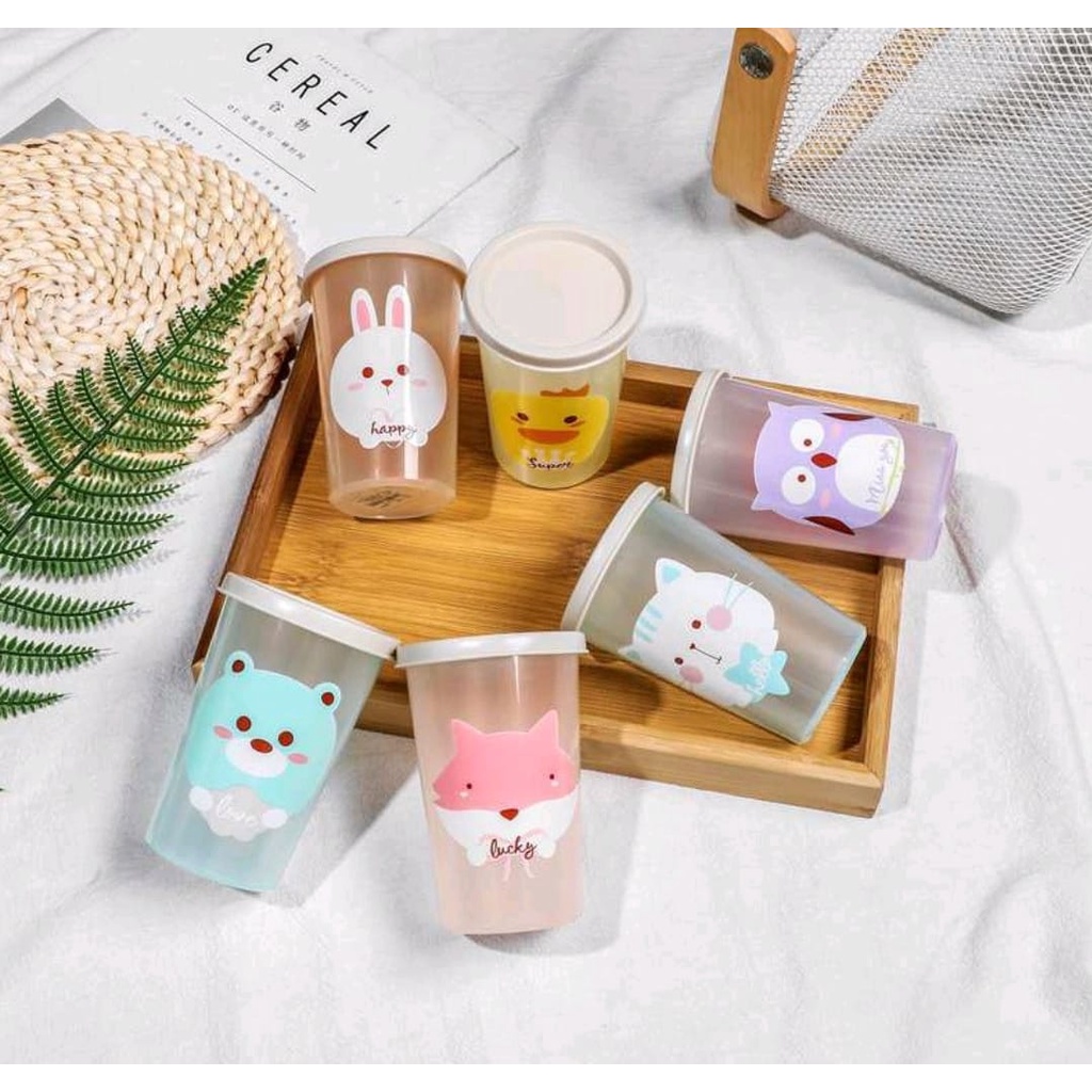 Gelas Plastik Mini 250ml / Gelas Minum Anak Karakter Lucu