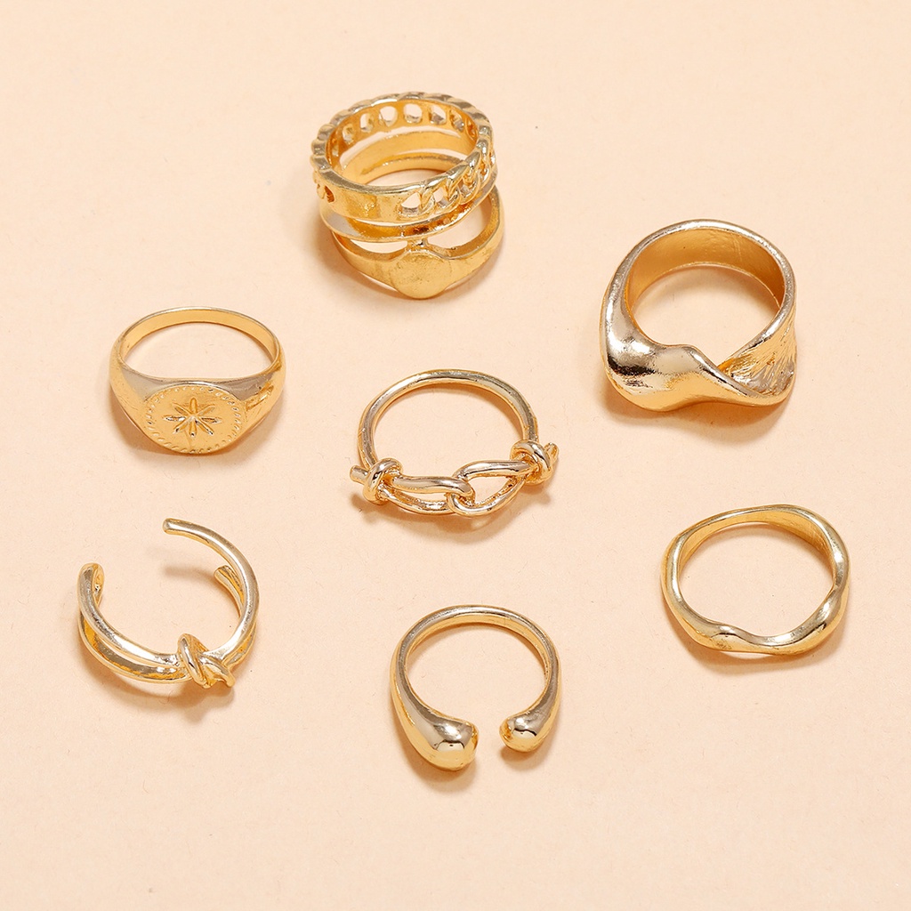 Eropa dan Amerika ring set Diikat delapan Awning Bintang Emas Cincin wanita Rings8 set