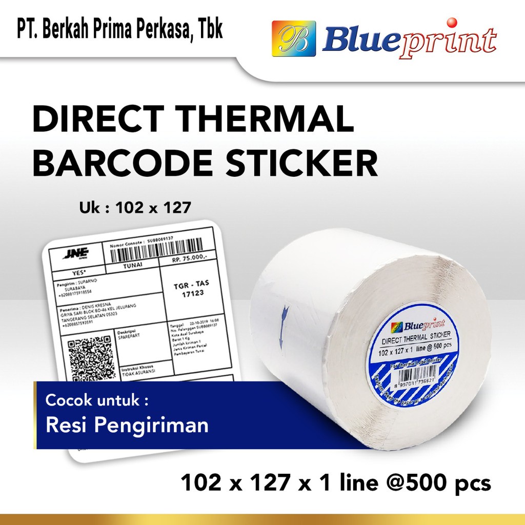 

BLUEPRINT Direct Thermal Sticker/ Label Stiker 102x127 x1 Line Isi 500