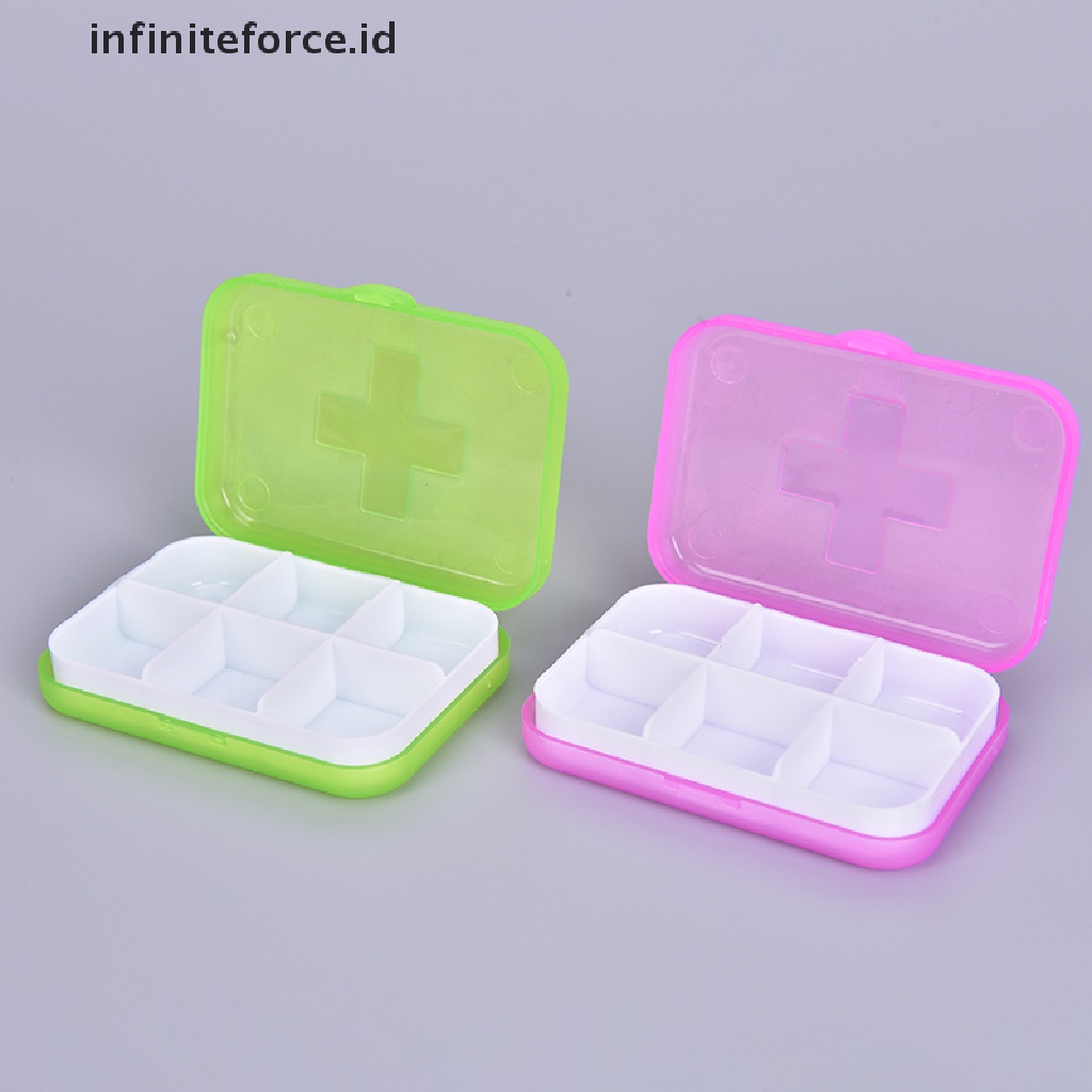 (Infiniteforce.Id) Kotak Penyimpanan Obat / Pil 6 Slot Portable Untuk Travel