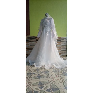 Gaun pengantin syar'i / gaun syar'i /gaun pengantin / gaun pengantin jumbo / gaun pengantin request ukuran / gaun penganti kecil