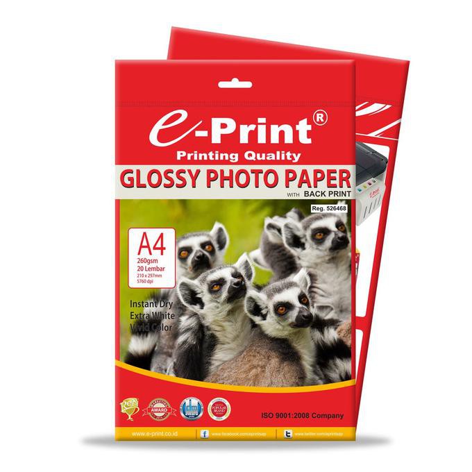 Kertas Foto e-Print Glossy Back Print A4 260 gsm