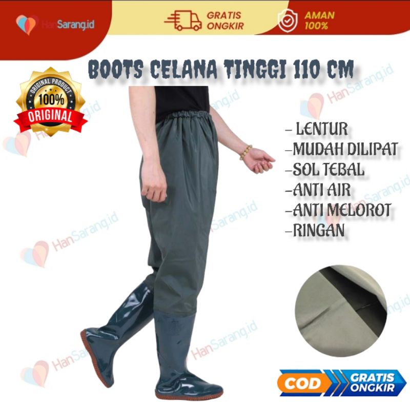 Sepatu Boots Boot But Karet Pria Wanita Dewasa Sawah Petani Panjang Model Celana Karet Lentur Kebun Mancing Tinggi 110cm