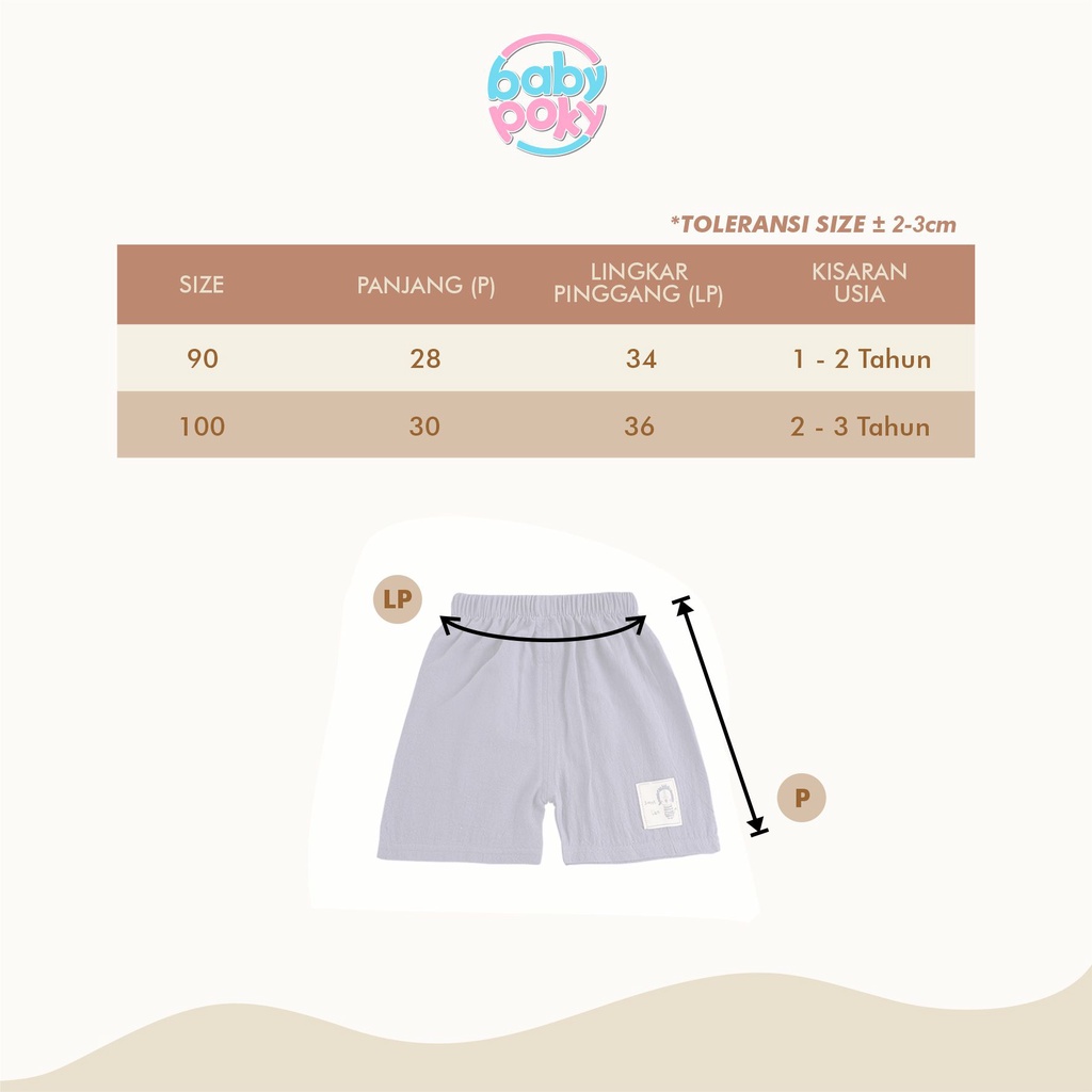 MORSOM - Celana Pendek Linen Import Bayi Anak 6 Bulan -4 Tahun Perempuan Laki Laki Korea Polos