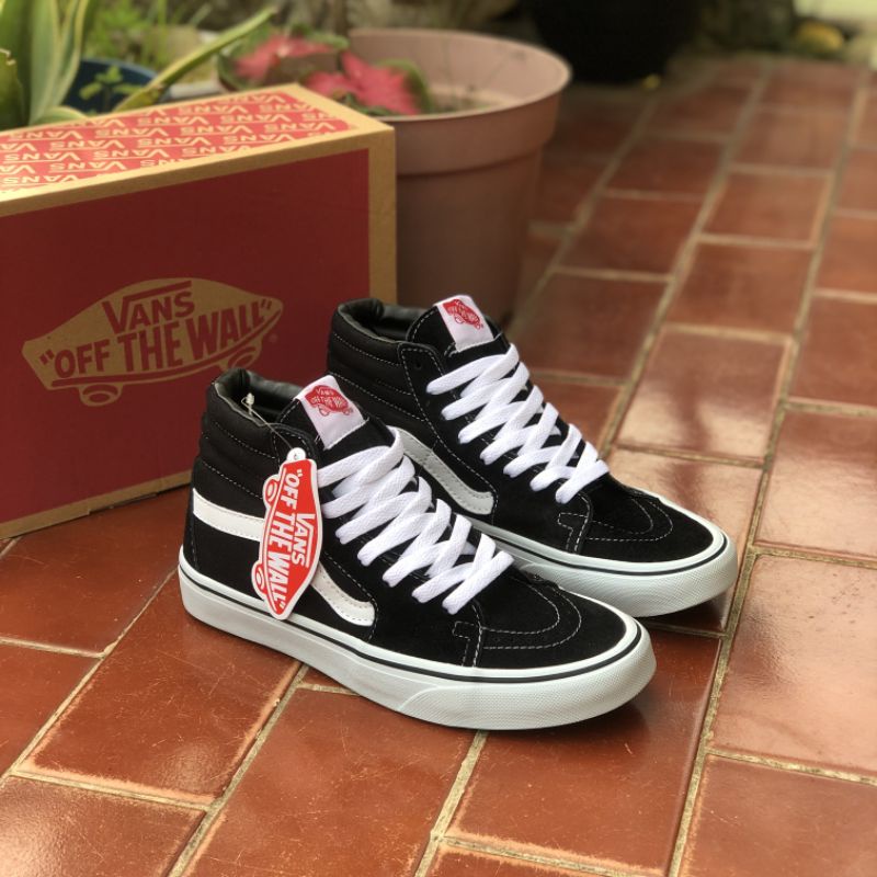 ( New Box ) Vans Sk8 High Unisex Black White Premium