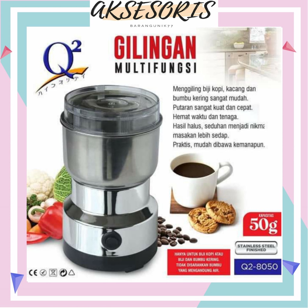 PENGGILING COFFEE GRINDER / BLENDER BUMBU DAPUR / GILINGAN MULTIFUNGSI Q2-8050 / GILINGAN KOPI Q2 8050 / Q2-8050