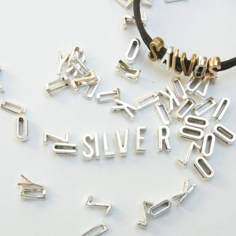Charm huruf A sampai M alfabet antik slide - charm letter beads bronze silver gelang nama inisial-3