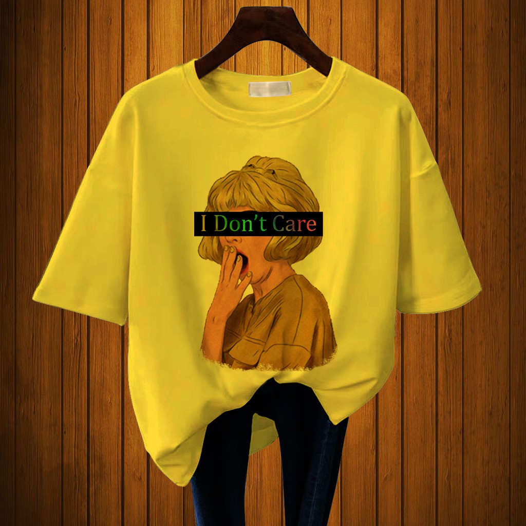 CALVIERO SHOP - BAJU KAOS WANITA DEWASA PRINT I DONT CARE CASUAL